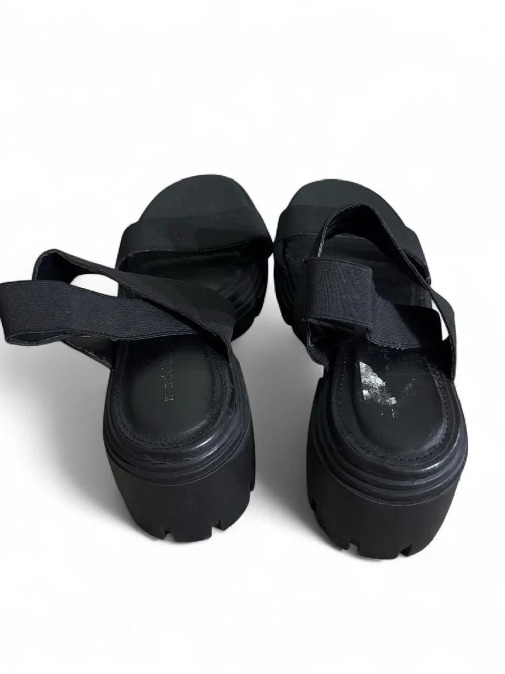 Madden Girl Black Chunky Platform Slingback Sandals - Women